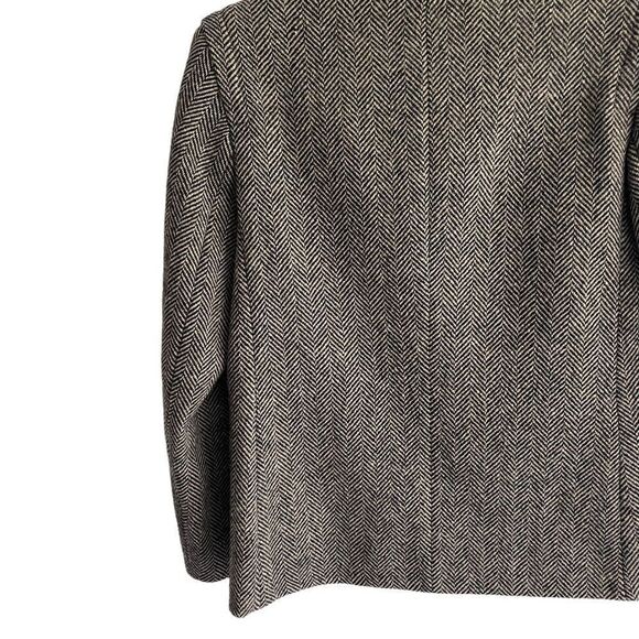 BRIAN TUCKER Ireland Vintage Wool Herringbone Blazer Jacket Black Grey L - Picture 5 of 9